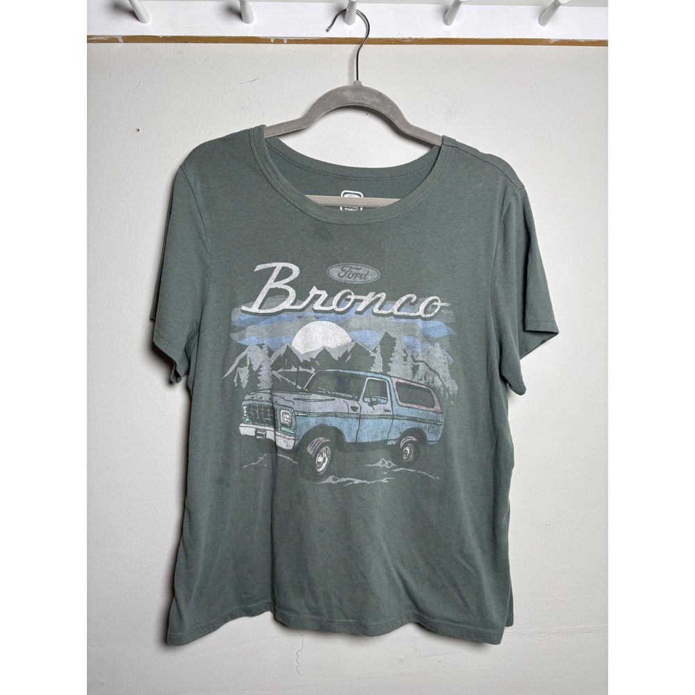 Ford Bronco Sage Green Graphic Tee Vintage Mountain Truck Y2K XL
